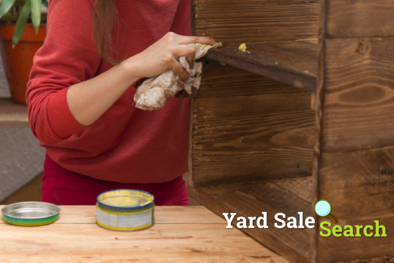 yard sale tips, garage sale tips, garage sale tips and tricks, how to restore a dresser, how to stain a dresser, refinish dresser, steps to stain a dresser, yard sale tips and tricks